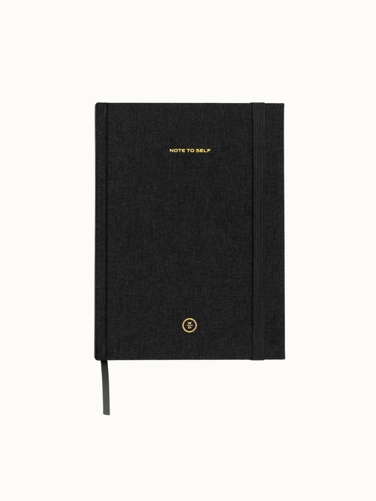 Linen Note To Self Notebook - Black