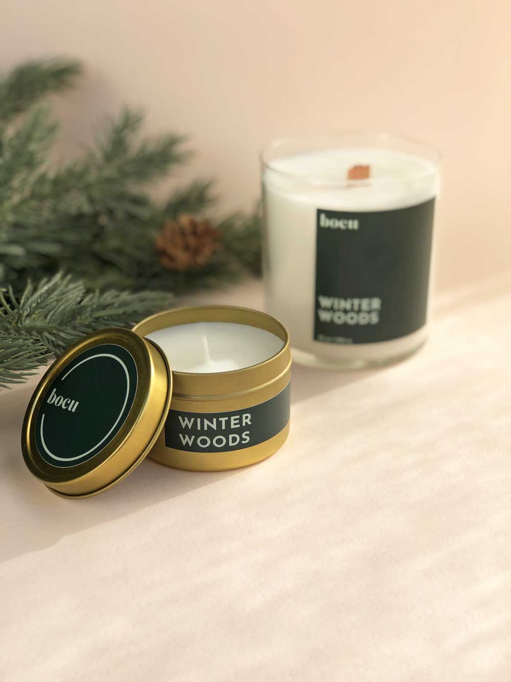 Winter Woods Candle, hand poured in Maine with coconut and soy wax. 