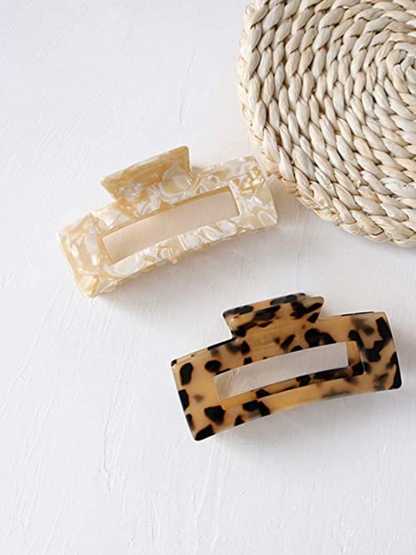 rectangle hair claw clips in pearl and tortoise for tween and birthday themed gift boxes