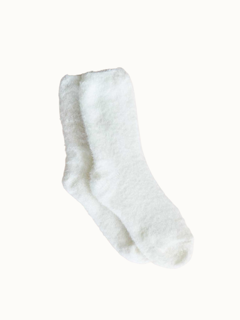 Plush fuzzy socks in ivory are a cozy gift for her, wellness gift, get well soon gift, 