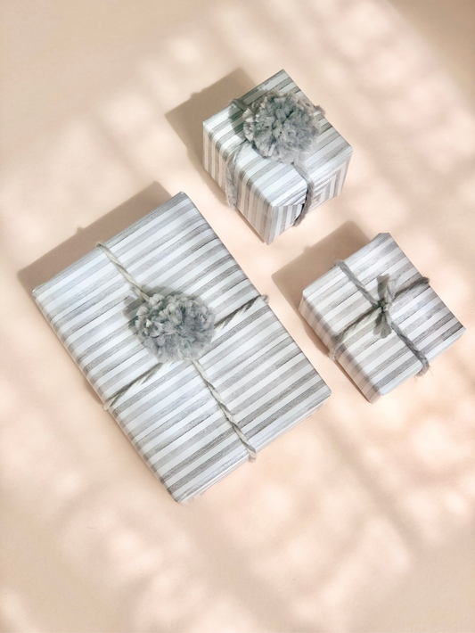 Stripe Pom Gift Wrap
